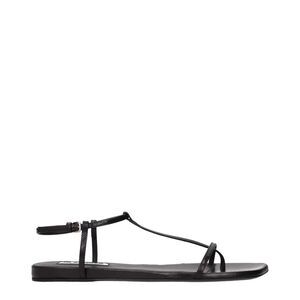 Jil Sander Black Leather Flip-Flop Women's Sandals